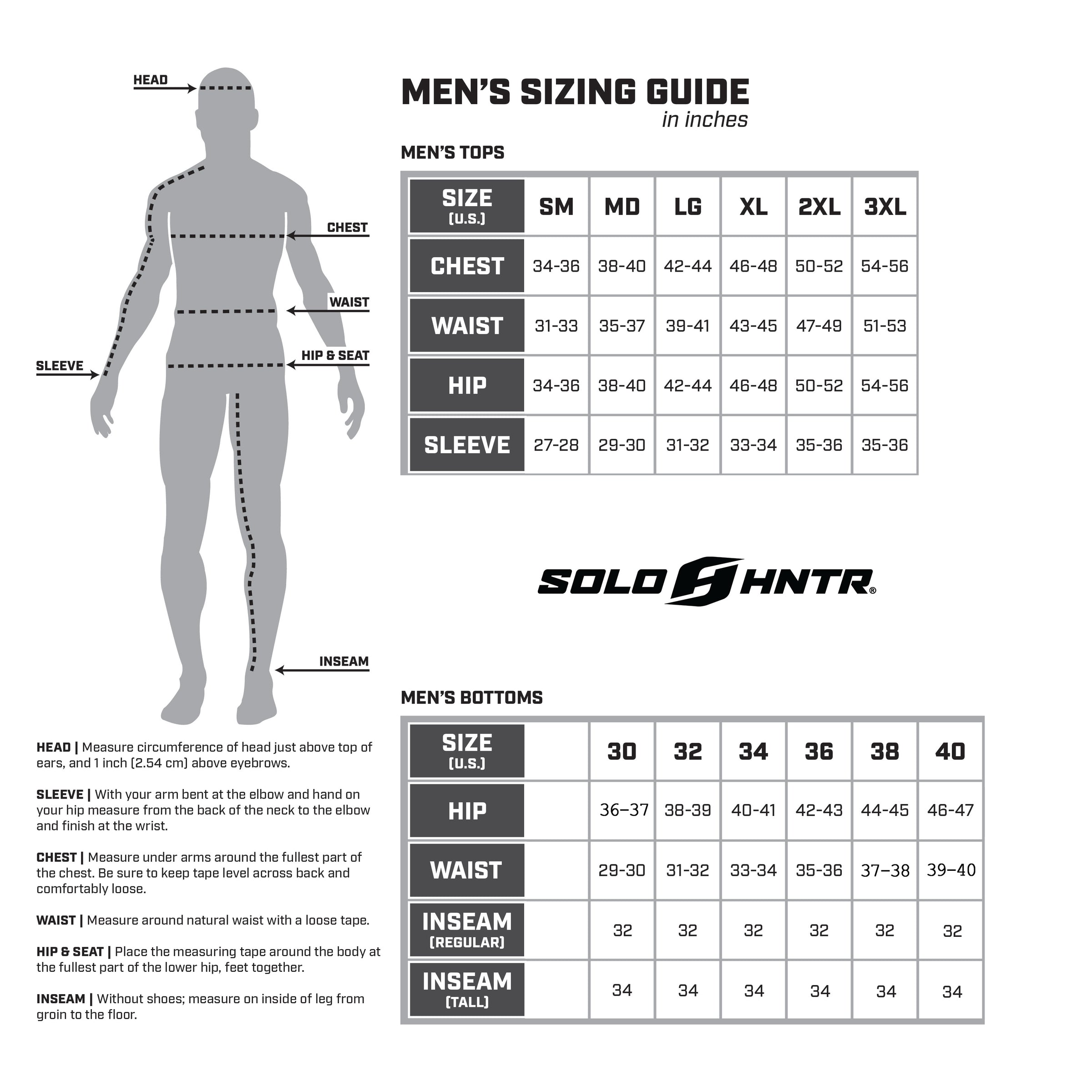 SOLO HNTR_Size Chart.jpg__PID:6663dd4d-db07-4b23-885d-a93609760512