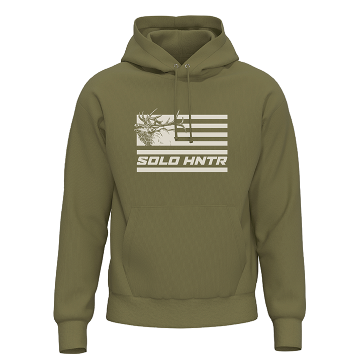 WAPITI FLAG - Midweight Pullover Hoodie (Military Green)