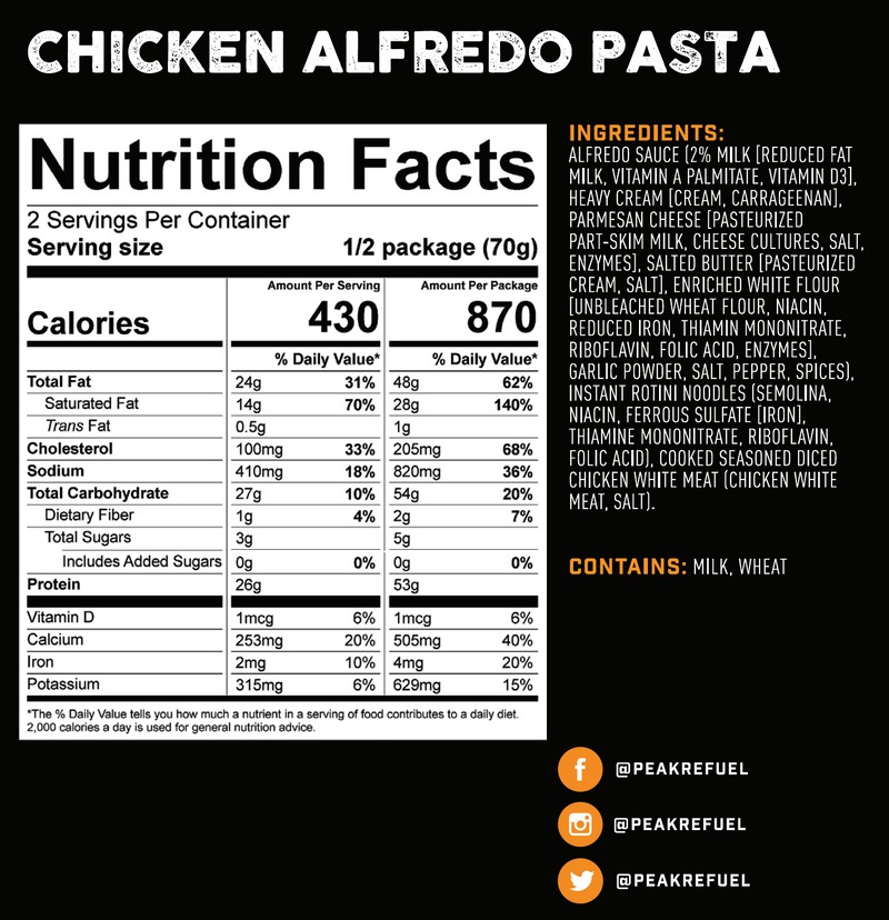 PEAK REFUEL - Chicken Alfredo Meal