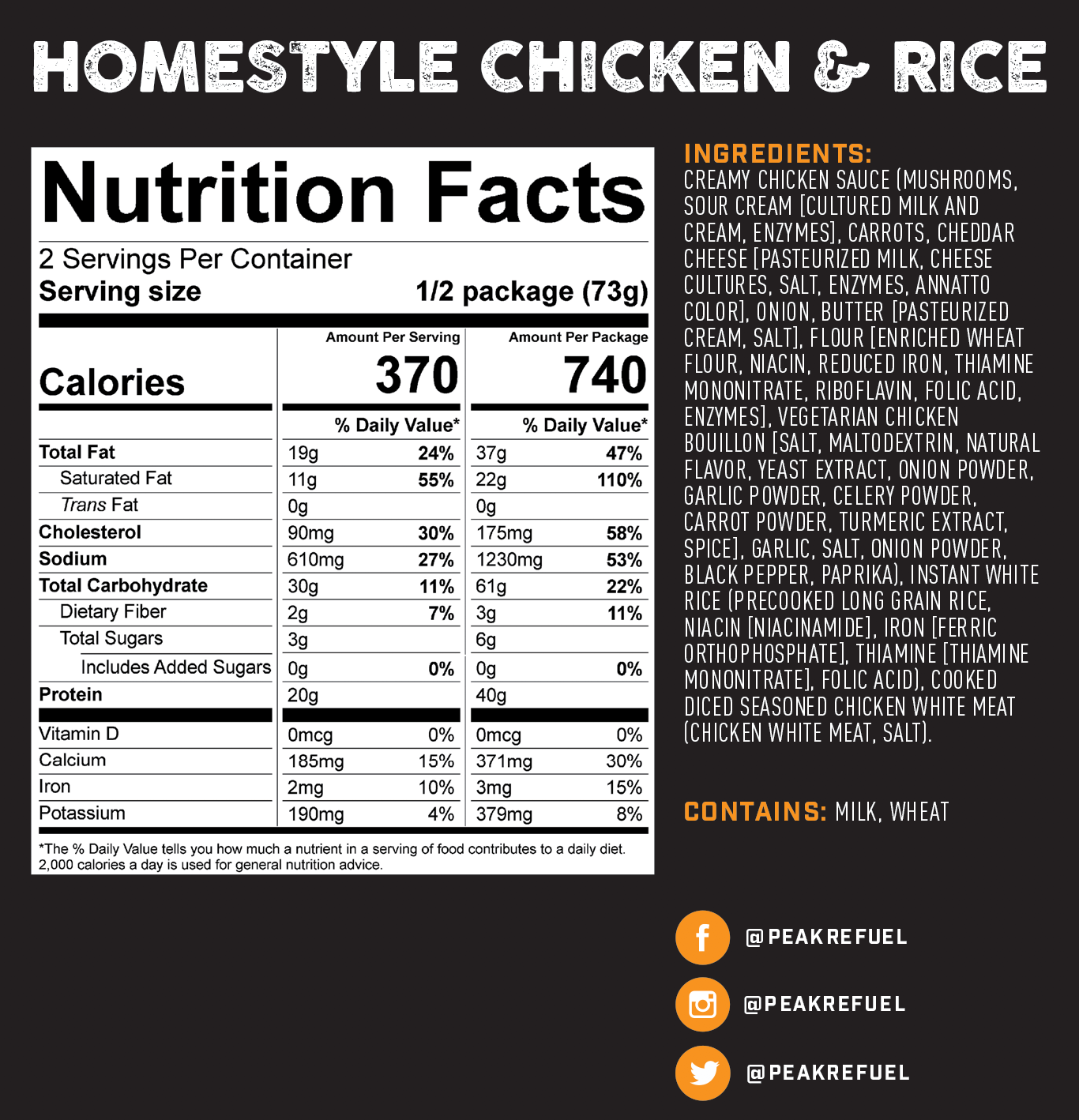 PEAK REFUEL - Homestyle Chicken & Rice Meal